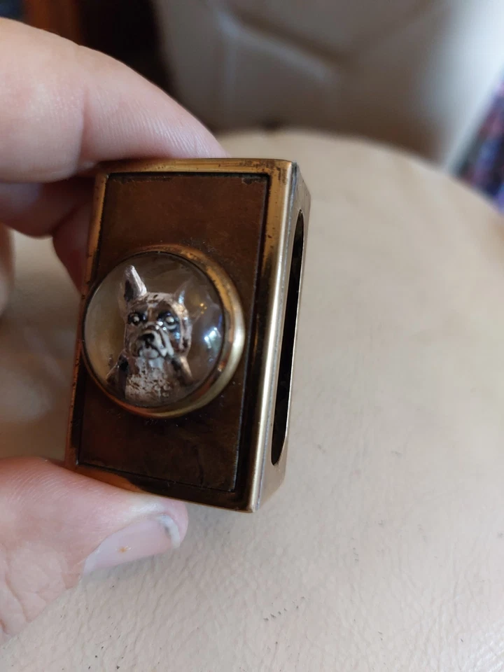 SOPORTE CAJA CERILLA CRISTAL BULLDOG FRANCÉS ESSEX  Foto 2 de 4