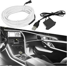 EL Wire Car Interior LED Strip Lights, 5V 16FT Neon Light Strip w Color: White