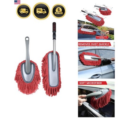 2 Pack Large Car Duster Exterior Scratch Free with Extendable Handle and Car ...