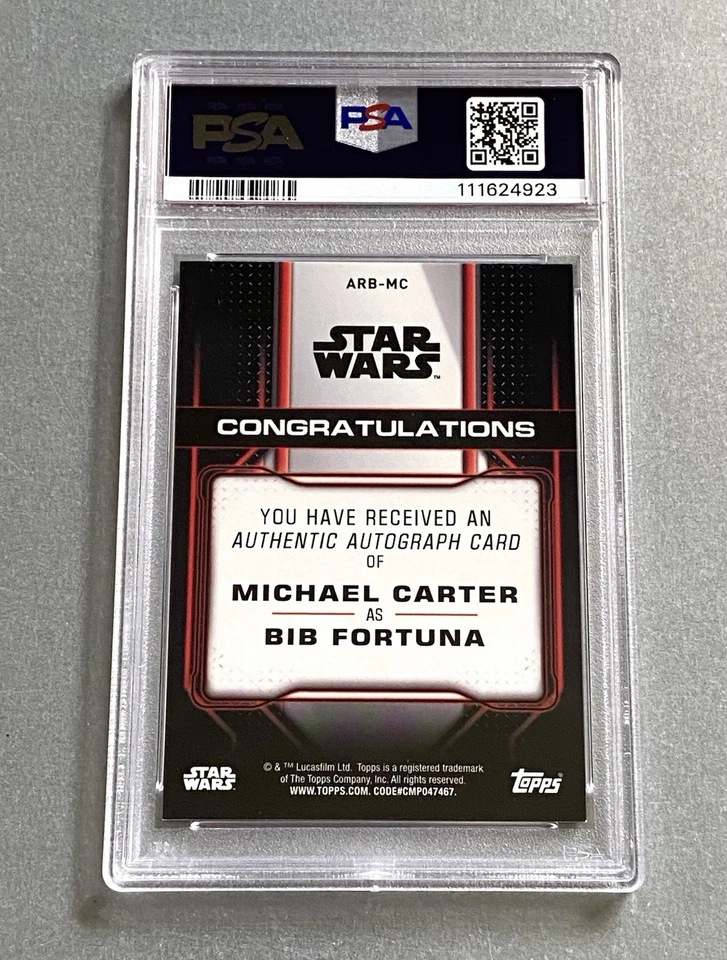 Star Wars Topps PSA 9 ROTJ Auto Card Signed Michael Carter - BIB FORTUNA - Image 2 of 2