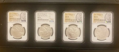 2021 Morgan 4 Coins O, CC, S Ms 70s