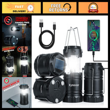 4-Pack Rechargeable Solar Camping Lanterns - LED, USB, Magnetic Base, Waterproof