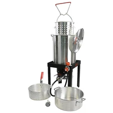 30 Qt Propane Turkey Fryer Kit Aluminum Pot Rack Plus 10Q Pan Outdoor Cooking