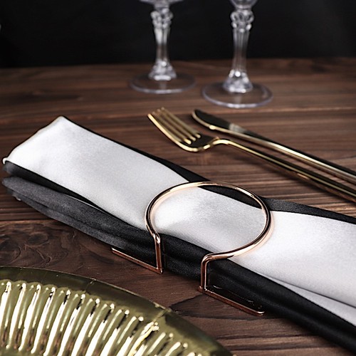 4 Gold Circle Triangle Geometric Metal Napkin Rings Party Events Decorations - Picture 6 of 9