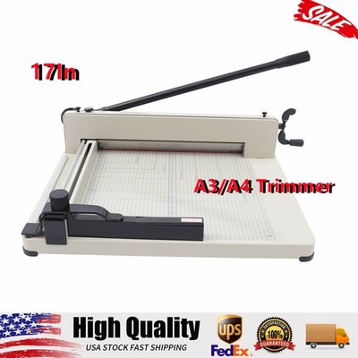 HFS Heavy Duty Guillotine Paper Cutter - 17'' Commercial Metal Base A3/A4 Trimmer