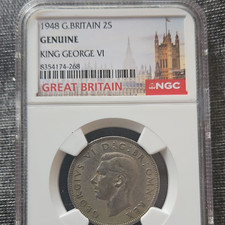 NGC 1948 Great Britain Florin Two Shillings King George VI Genuine Coin