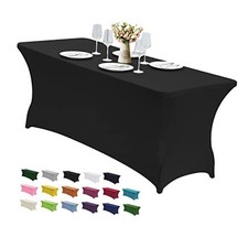 6FT Waterproof Stretch Spandex Table Cover for 72" x 30" Rectangular Black