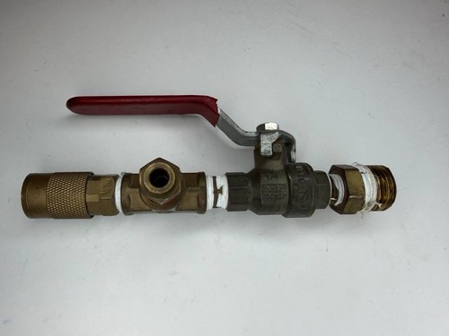 Mueller Global 1/4” Brass Ball Valve Assembly w/ 1/4” Quick Connect Coupler Tee