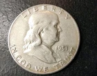 Circulated 1951 P Philadelphia Benjamin Franklin Half Dollar 90% Silver