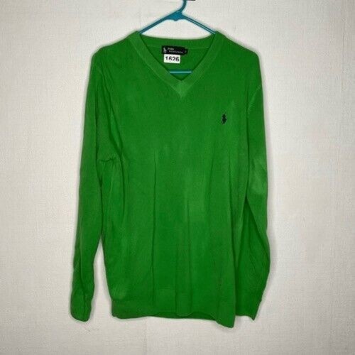 Polo Ralph Lauren Black Label 100% Cashmere V-Neck Sweater Men Size XL Green - 第 8/10 張圖片
