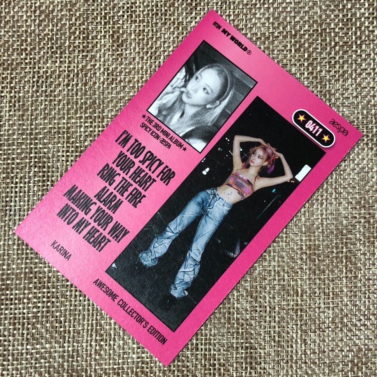 AESPA KARINA [MY WORLD] Official Trading Photocard, Zine Spicy Ver