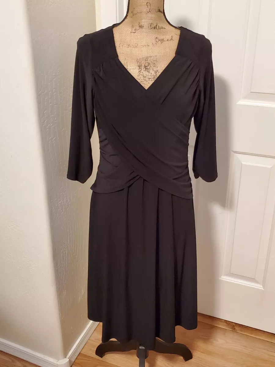 B-Slim NY Collection Women's Size M Black 3/4 Sleeve A-line Dress