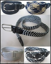 Belt Men Women Unisex Braided Stretch Web Cotton Canvas Elastic Fashion w Buckle