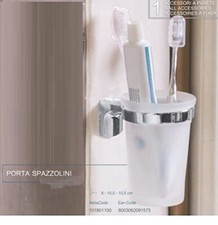 METAFORM - MOVIN' PORTA SPAZZOLINI IN OTTONE CROMATO E VETRO SATINATO