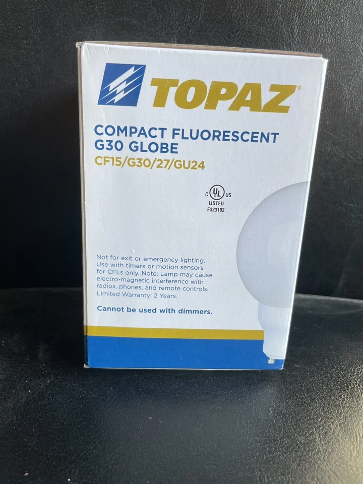 TOPAZ CF15/G30/27/GU24 GLOBE Bulb GU24 BASE! Compact Fluorescent 740 Lumens - Image 4 of 4