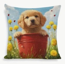 Golden Retriever Dog Floral Double Sided Throw Pillow Cover Holiday Home Decor