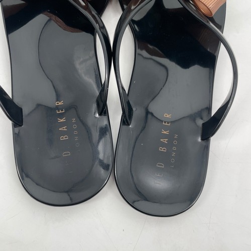 Ted Baker London womens US 9 UK6 Suszie Bow Black Flip Flop Rose Gold Jelly flat - Picture 5 of 10