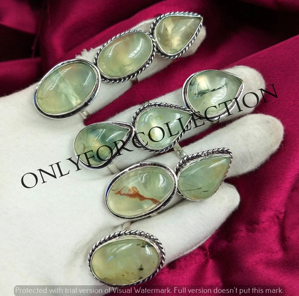 Lote de anéis de grife feitos à mão com pedra preciosa pré-nita natural folheada a prata esterlina 925 - Imagem 3 de 4