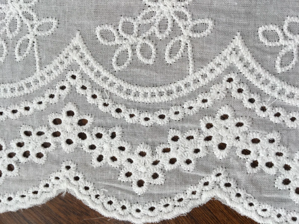 Off white Cotton Embroidery Lace Fabric DIY Material Width 19 cm 1