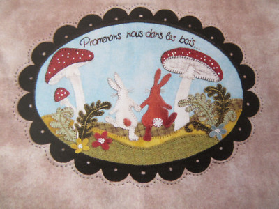 Dame de la Foret LETS WALK THROUGH THE WOODS Wool Applique FRENCH Pattern 17x14''