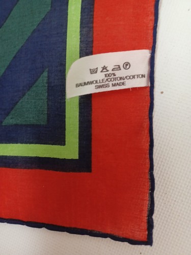 NEW FISBA-STOFFELS Scarf Geometric Cotton Square Swiss Made 20" Sq - Picture 2 of 3
