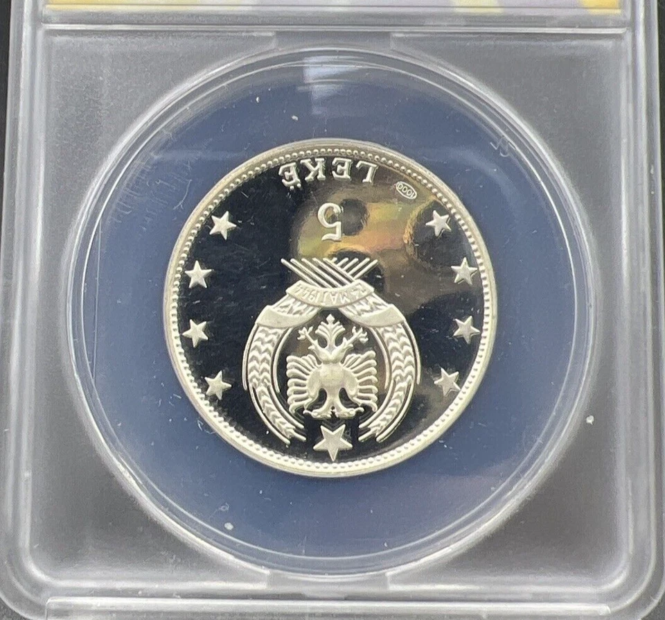 1969 Albania 5 Leke Gem Proof Silver Coin ANACS PF67 DCAM - Image 4 of 4