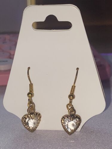 Crystal Round Heart Dangle Earrings - Picture 1 of 3