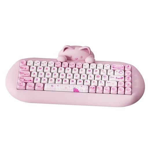 C68 Wireless Mechanical Keyboard, 65% Gaming Keyboard Hot Milk Switch Pink-image