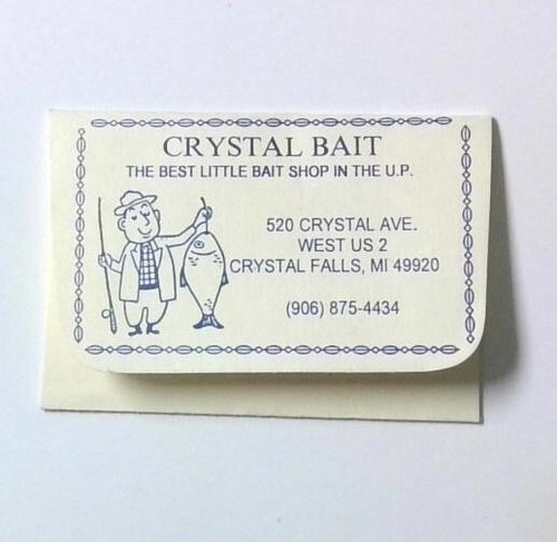 Vintage Crystal Bait Crystal Falls Michigan Hunting Fishing License Envelope