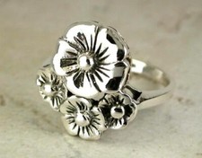 STUNNING STERLING SILVER HAWAIIAN PLUMERIA RING size 7 style r0539