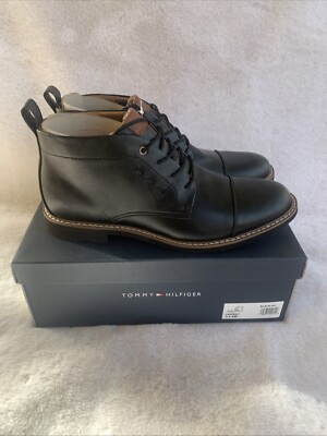 TOMMY HILFIGER Mens Black Comfort Gibby Cap Toe Block Heel Chukka Boots 11.5