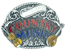 I Love Country Music Enameled Belt Buckle New