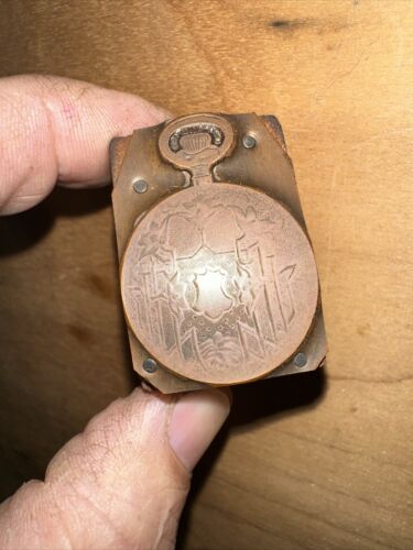 (Print Block) “ Pocket Watch “ Copper Face Print Block Early #2 - Picture 1 of 6
