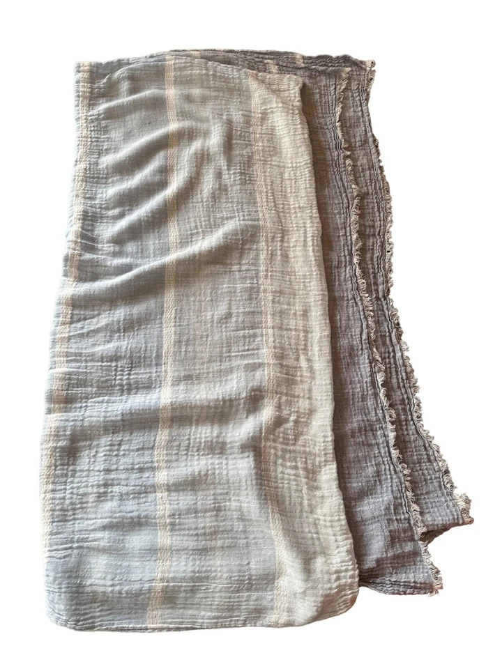 Envoltura de bufanda de algodón a rayas cambray azul Ombré Ann Taylor Foto 4 de 4