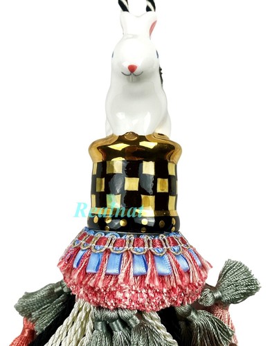 Borla MacKenzie-Childs Courtly Check Rabbit Bunny nueva - Imagen 5 de 5