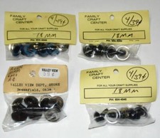 DOLL EYES 18mm VINTAGE FIBER-CRAFT LOT OF 16 BLUE, CLEAR AMBER FACET CRYST
