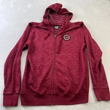 Pelagic Mens Jacket Large Red High Performance Fishing Patch Full Zip Hooded