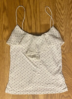 HM Women Size Small Spaghetti Strap White Black Polka Dot Lined