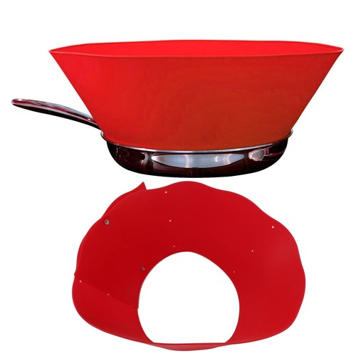 Red Splatter Guard Silicone Anti Oil Splashing Adjustable Frying Pan Wall JY✿ YA