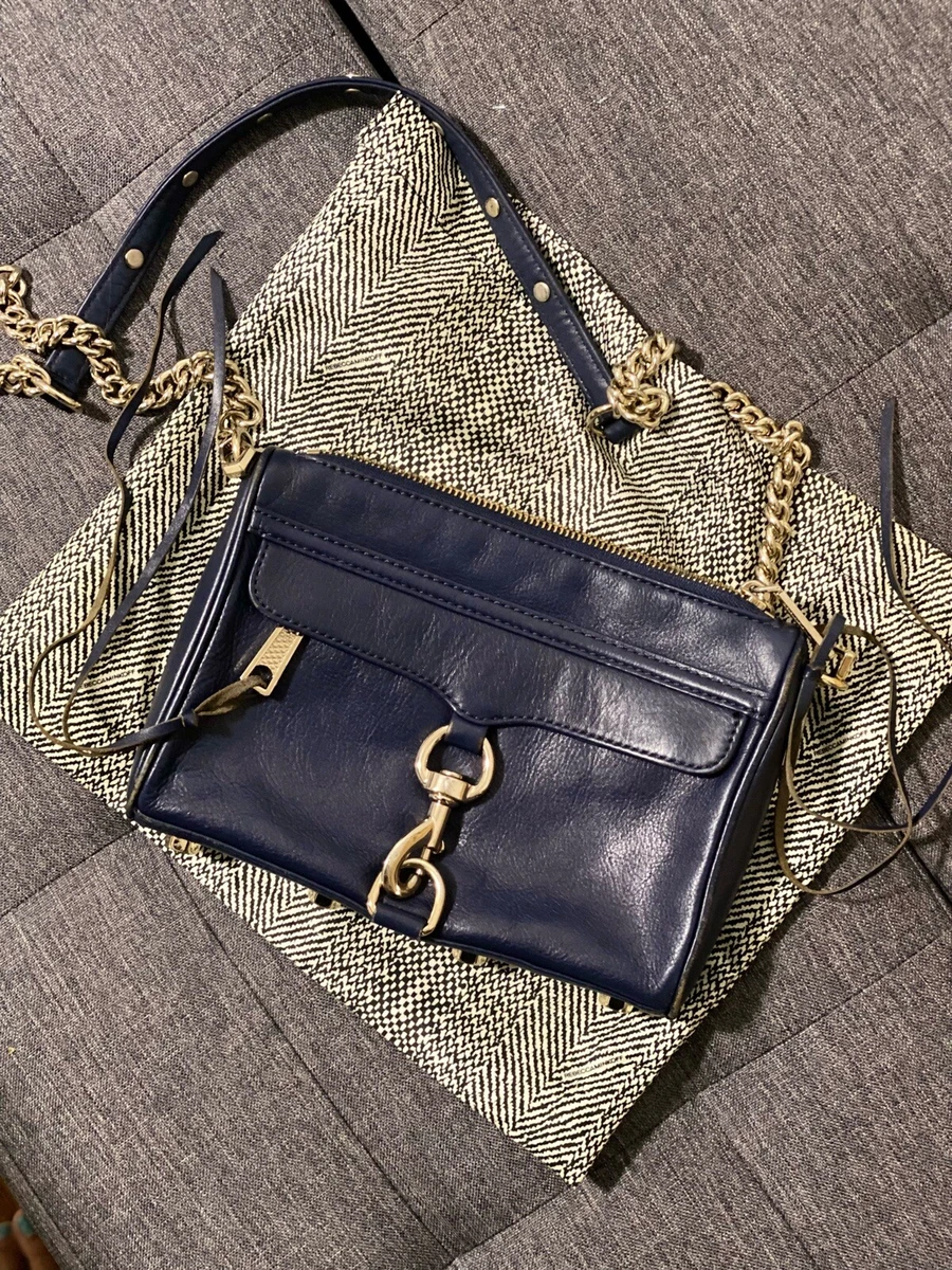 Rebecca Minkoff Mini MAC Crossbody Bag Navy Blue Leather