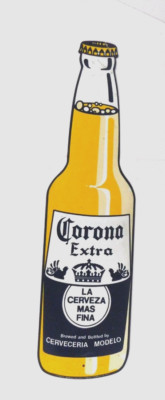 Vtg Corona Extra Metal Beer Sign La Cerveza Mas Fina 19.5'' x 5.5'' Den Cave Brew