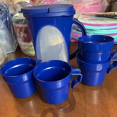 Tupperware Pitcher and Cups Set Blue Jarra Visión Tazas Aloha | eBay
