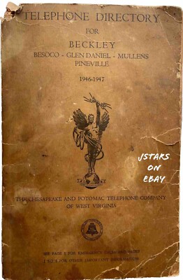 1946 1947 BECKLEY, WV, TELEPHONE DIRECTORY C&P BELL SYSTEM PHONE