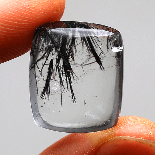 33.9 Cts Natural Tourmaline Rutile Quartz Hi-End Cushion Cabochon Gemstone~ 21MM - Picture 9 of 13