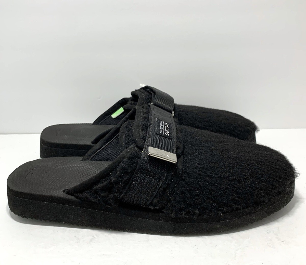 Suicoke Black and White Velcro Sheerling  Mule Slippers Sz 13 ZAVO-Cab Slipper – La Garçonne main image 2