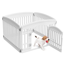 4 Panel 24" Plastic Pet Playpen for Small Dogs Puppies Indoor Outdoor Fence Wht