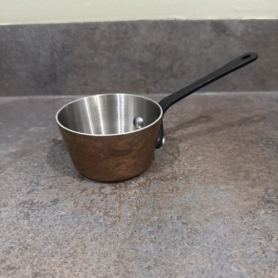 Mini Kupferboden / Edelstahl Kochtopf 9 cm Durchmesser unbeschriftet