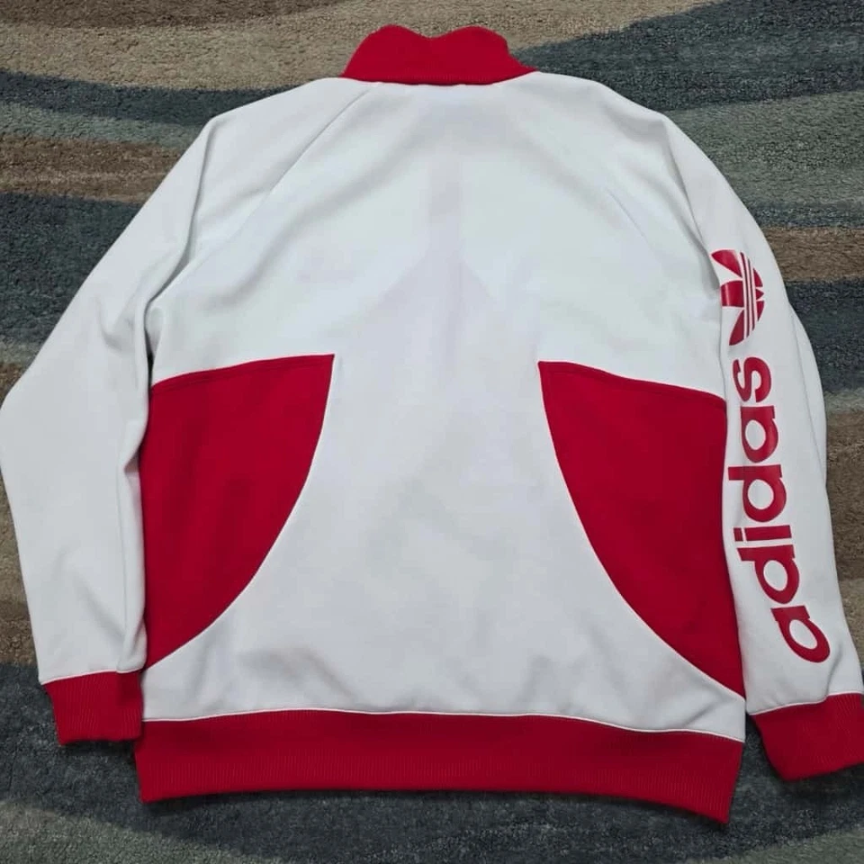 Adidas Originals Trefoil Track Jacket Red White Full Zip Retro Size XL - Image 2 of 4