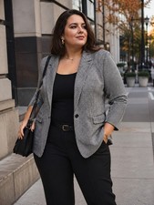 Banana Republic Women s Houndstooth Wool Blend Blazer Size 14 Black White