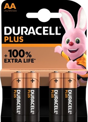 4 x Duracell Plus AA Mignon LR6 1,5V Alkaline Batterien im 4er Blisterpack